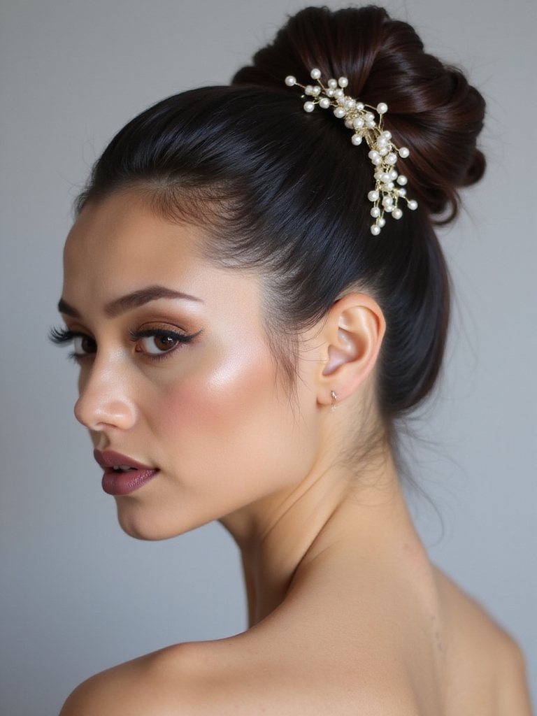 accessories enhance bun hairstyle