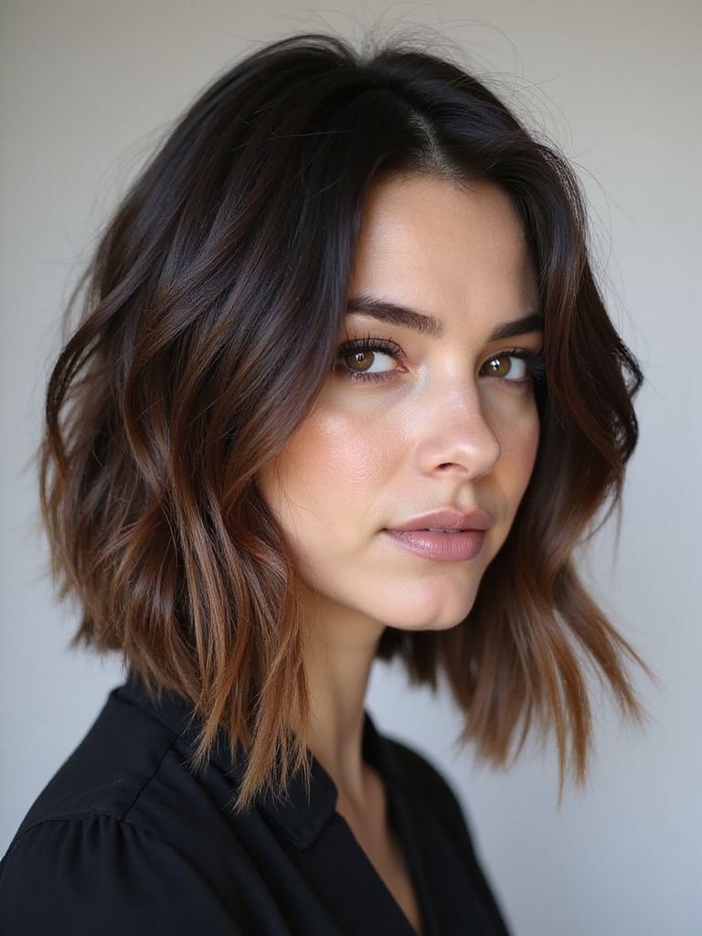 angled bob with balayage highlights