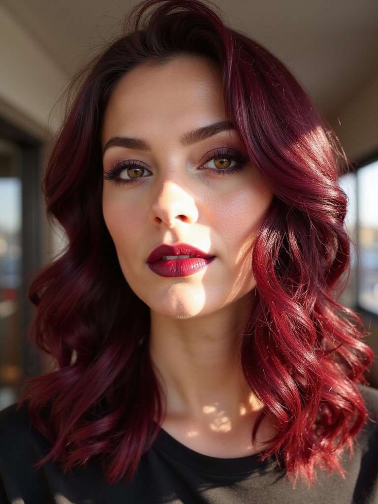 bold burgundy hair transformation