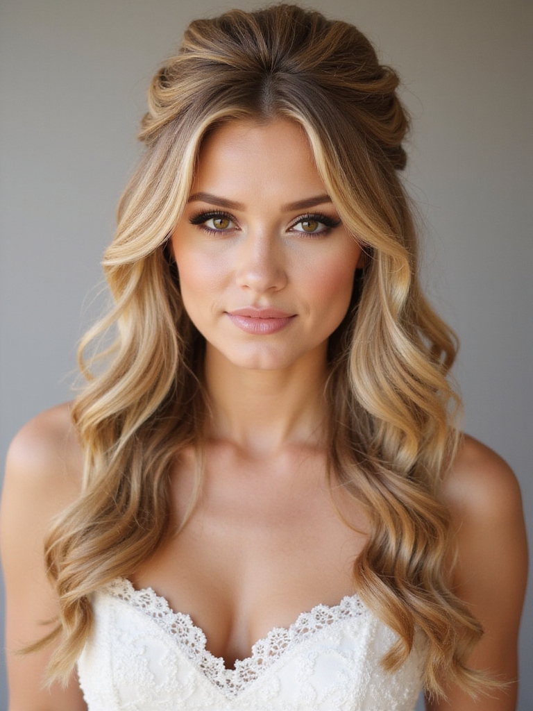 casual glam half up hairstyle