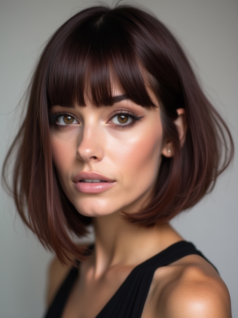 chic angled bob with bangs