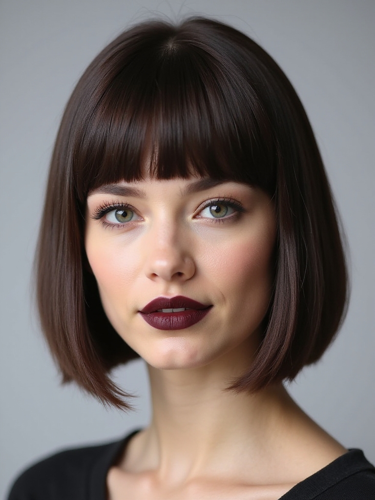 chic blunt bob fringe