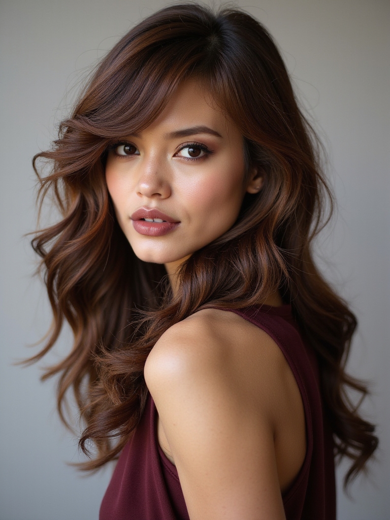 chic long hair bangs
