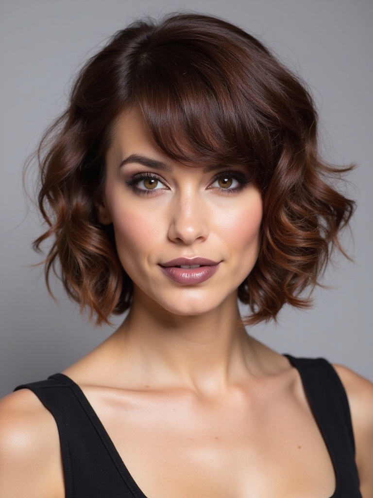 curly angled bob hairstyle tips