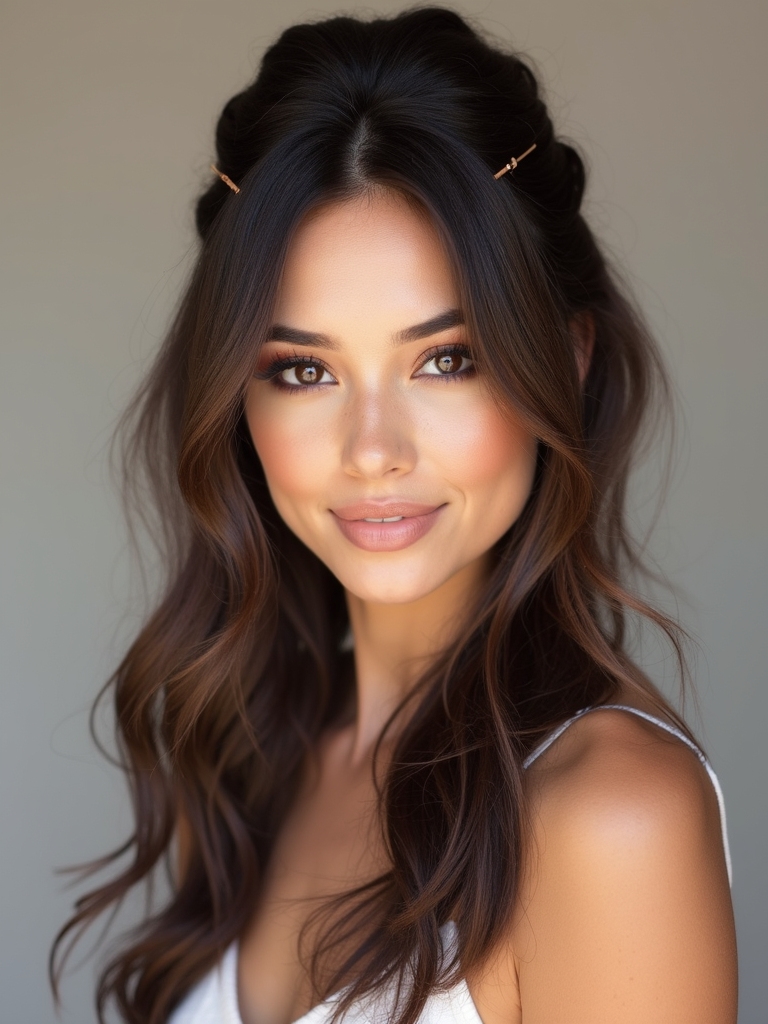 effortlessly chic half updo style