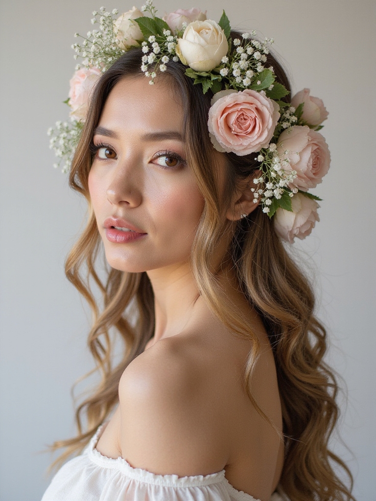 floral hairstyle creative combinations