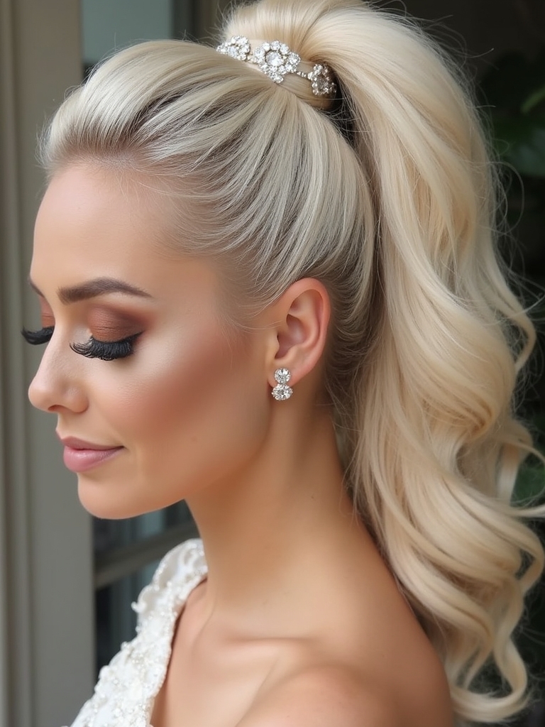 glamorous celebrity wedding ponytails