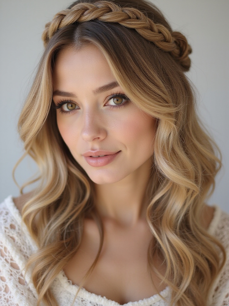 modern elegant halo braids
