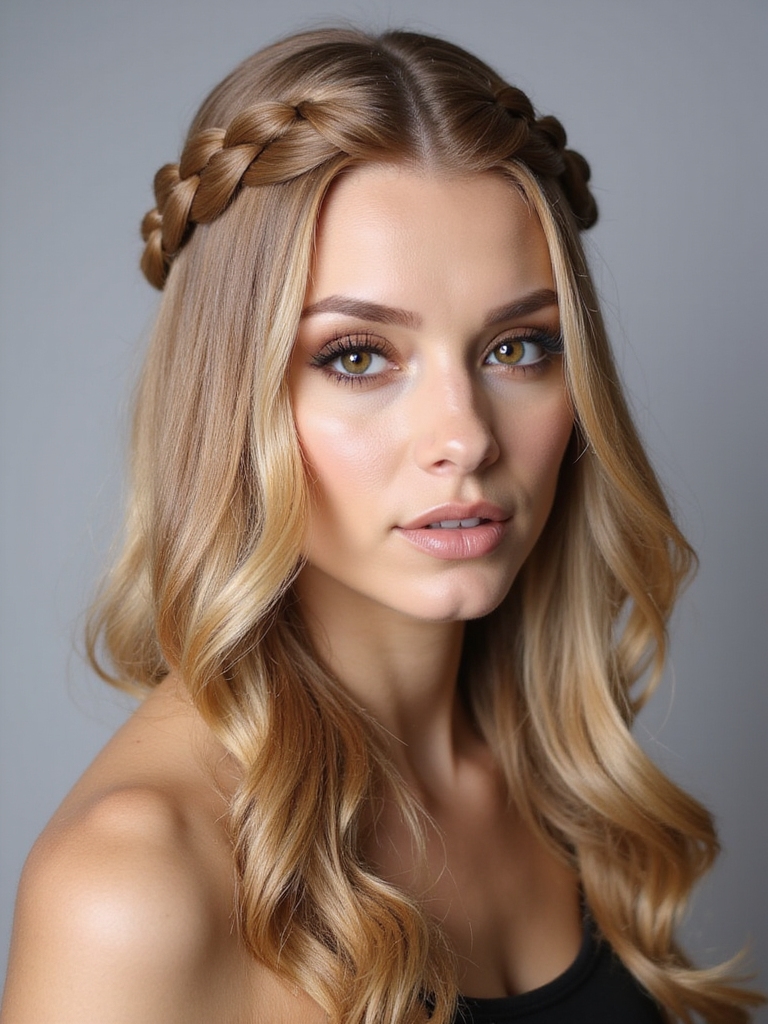sleek braided half updos