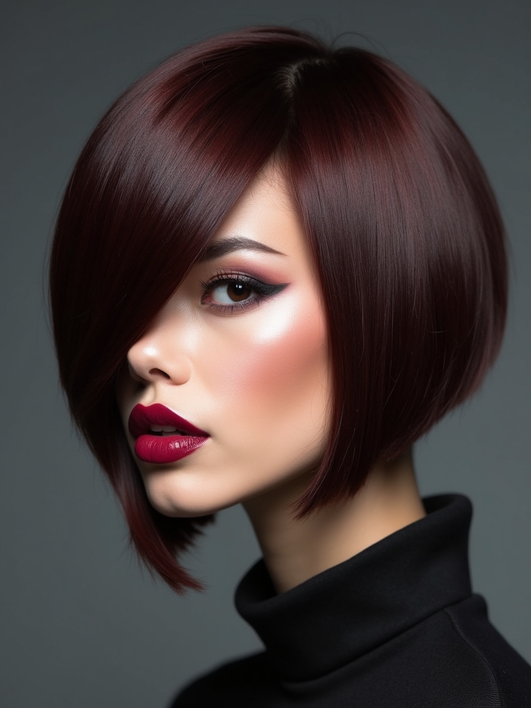 sleek defined face framing bob