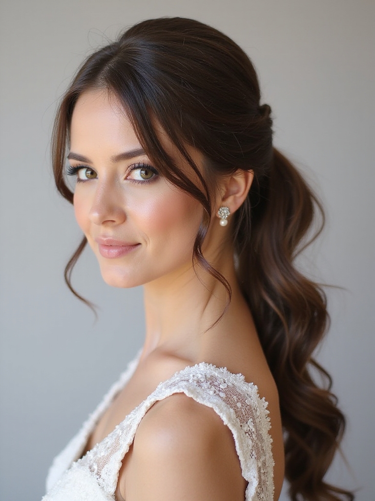 sleek glossy elegant ponytail