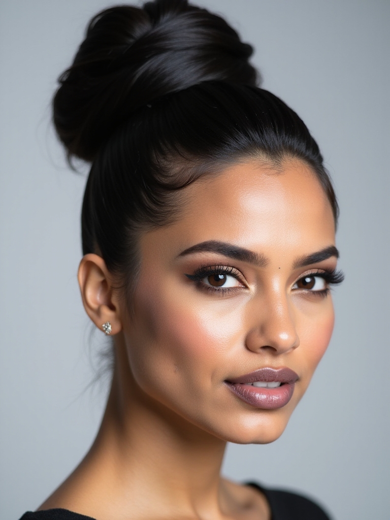 sleek high bun technique