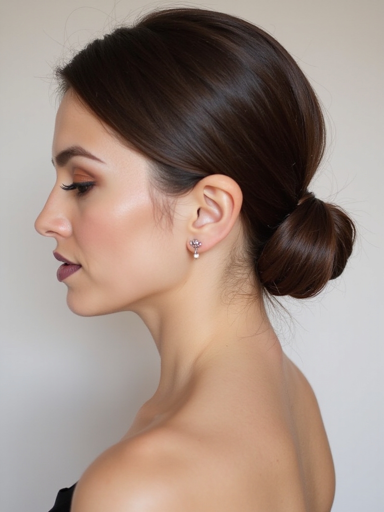 sleek polished low bun
