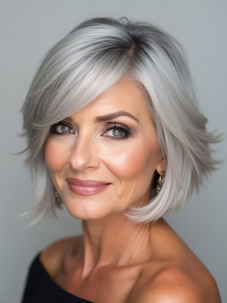 sleek side bangs hairstyle
