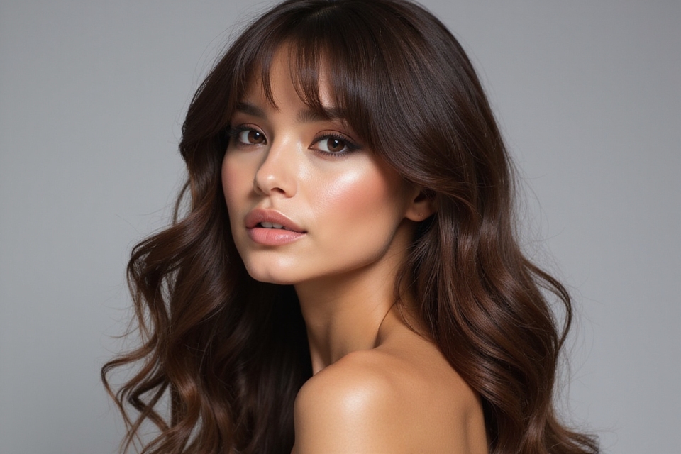 swinging soft dramatic bangs