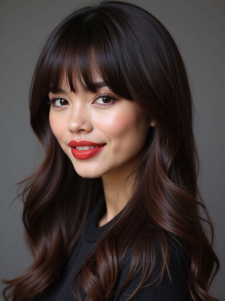 versatile side swept fringe style