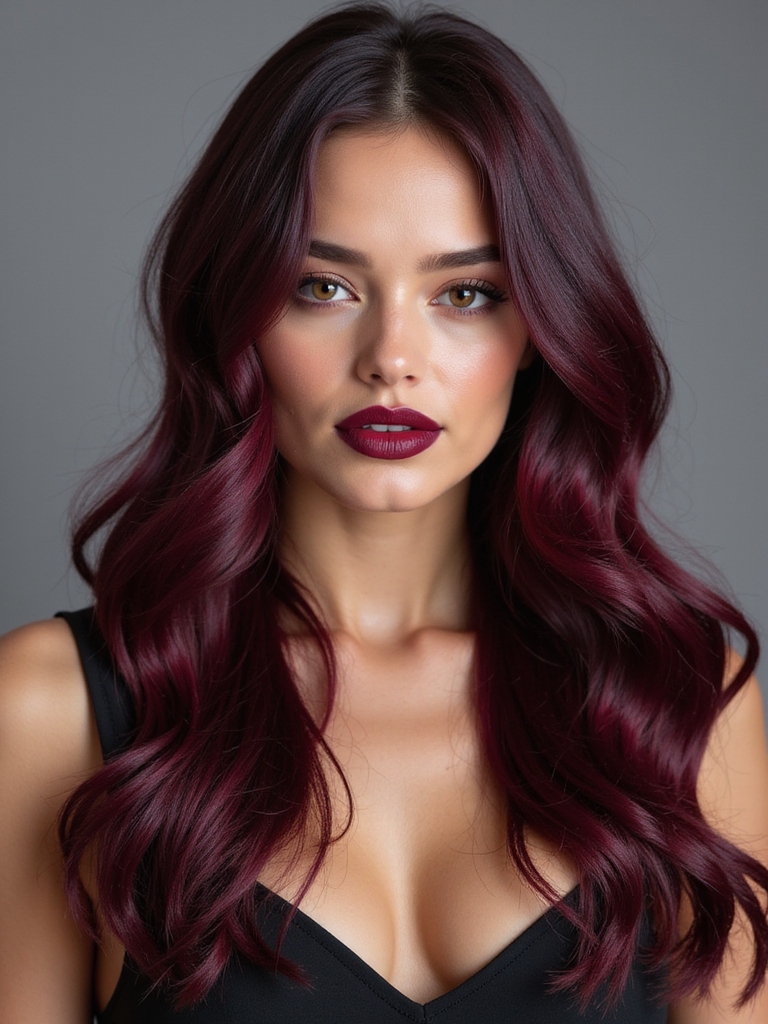 vibrant sangria inspired hair