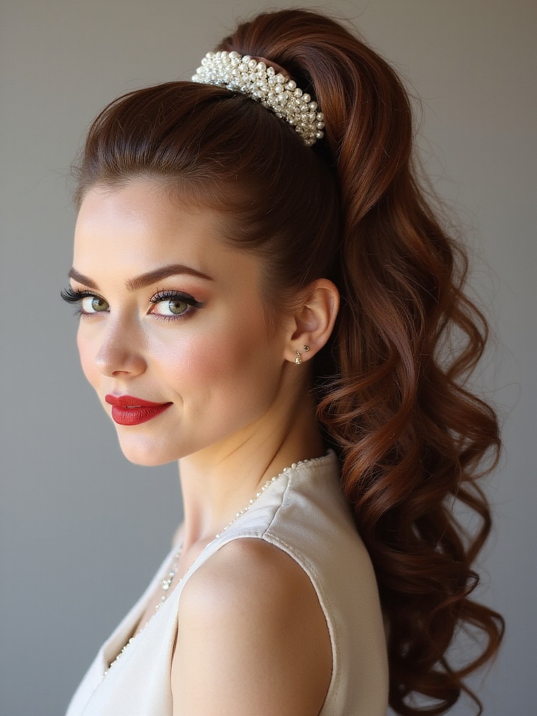 vintage ponytail bridal elegance