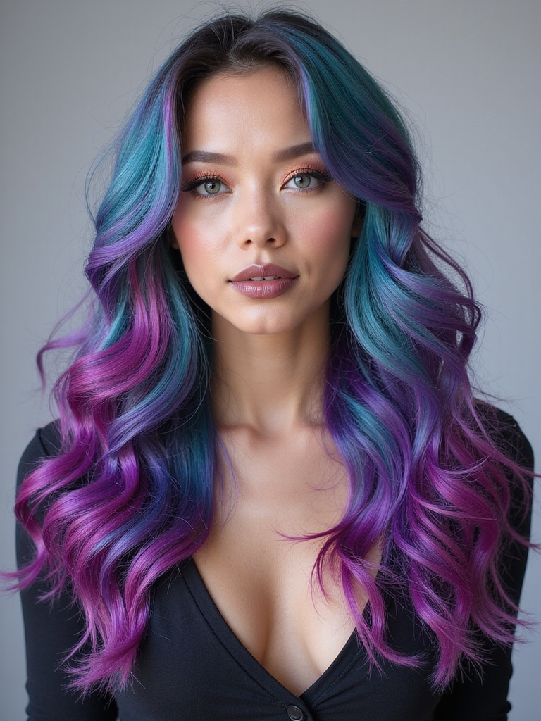 vivid color blocked hairstyle transformation