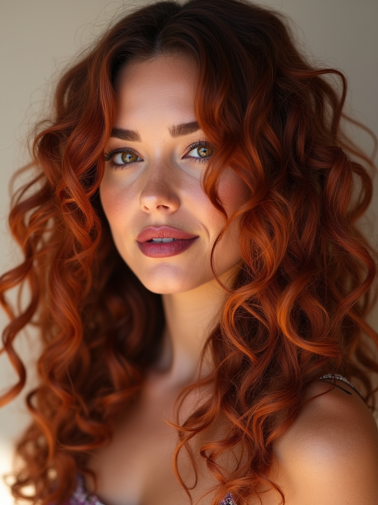 auburn highlights in curls