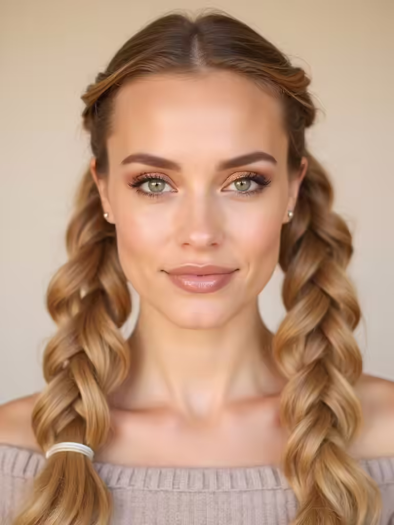 bold textured nostalgic pigtails