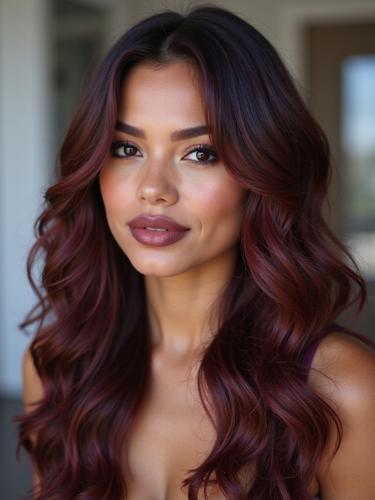 burgundy hair warm skin