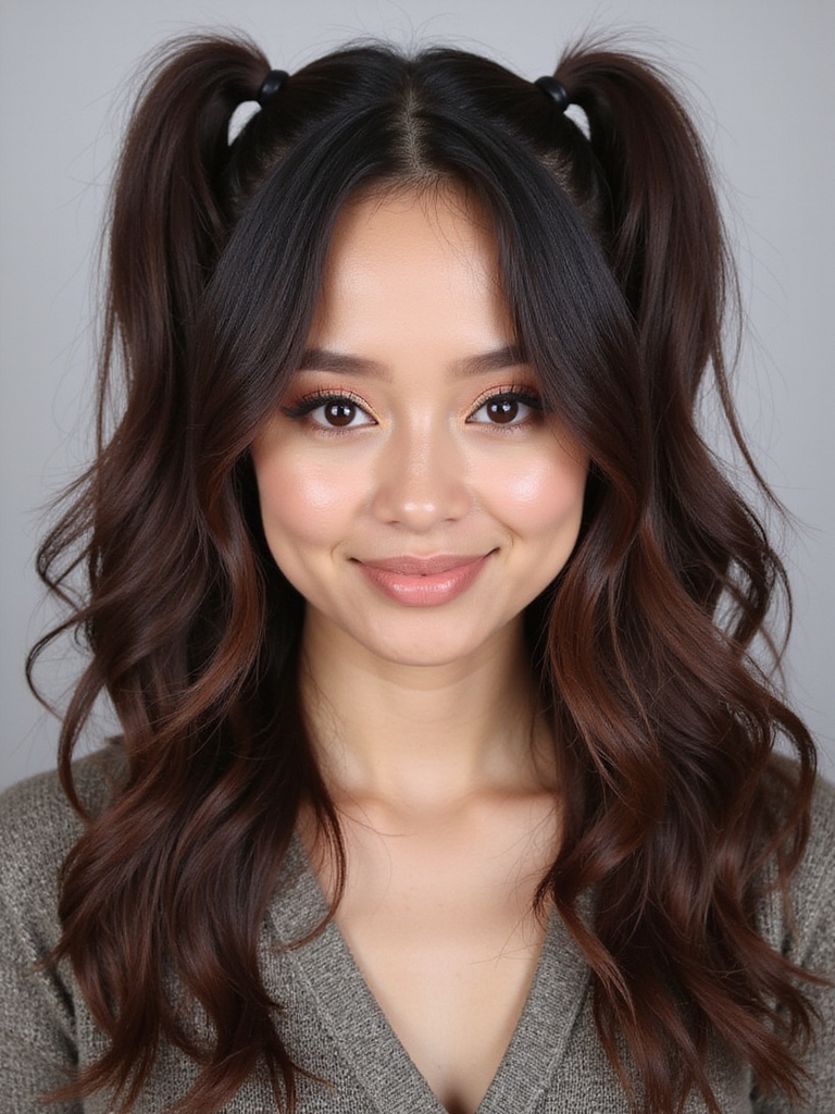 carefree textured wave pig tails