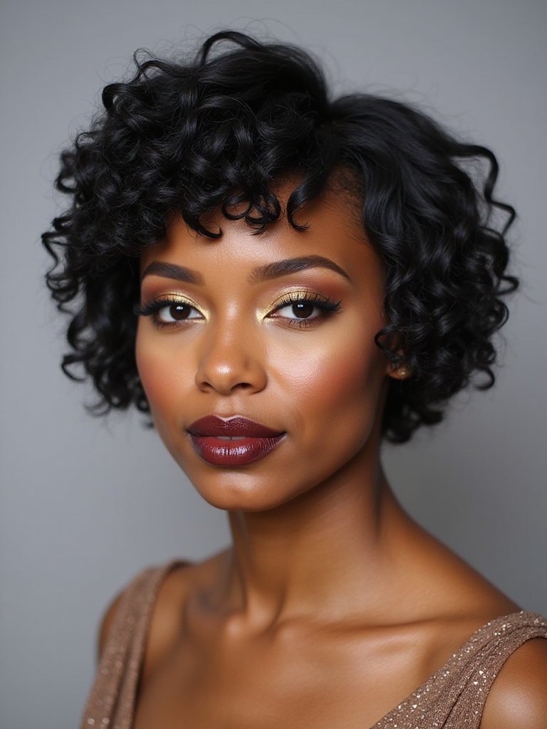 chic curly bowl cut