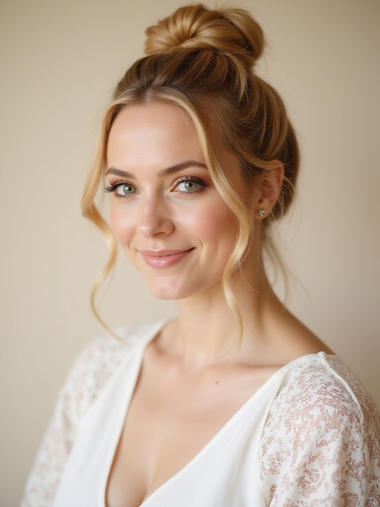 chic effortless topknot hairstyle