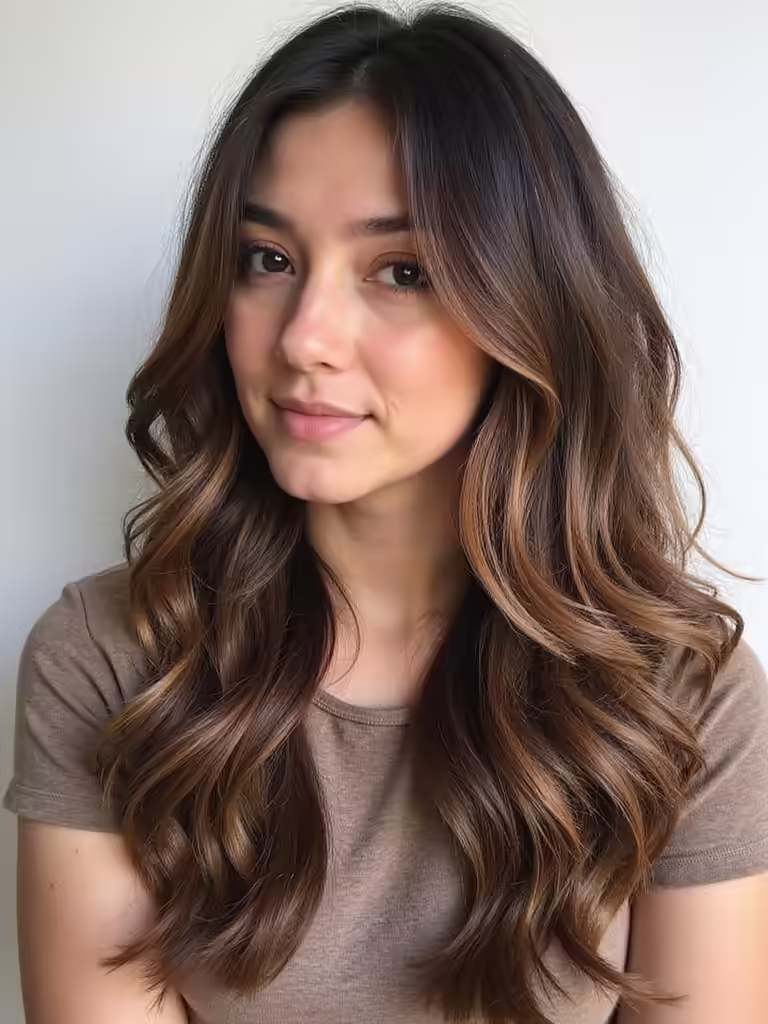 chic long layers caramel lowlights