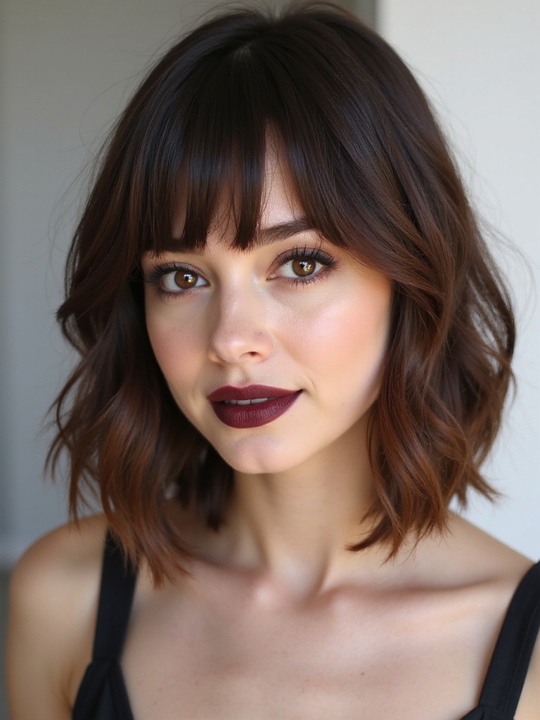 curtain bangs sleek bob