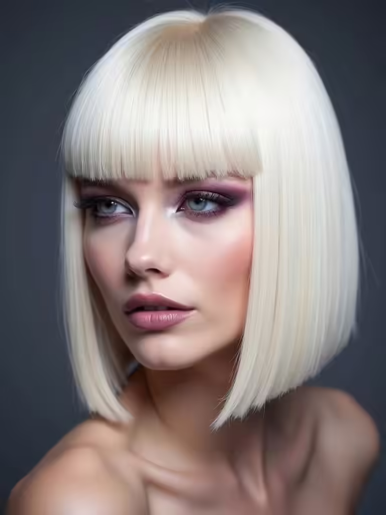 edgy ice blonde bob