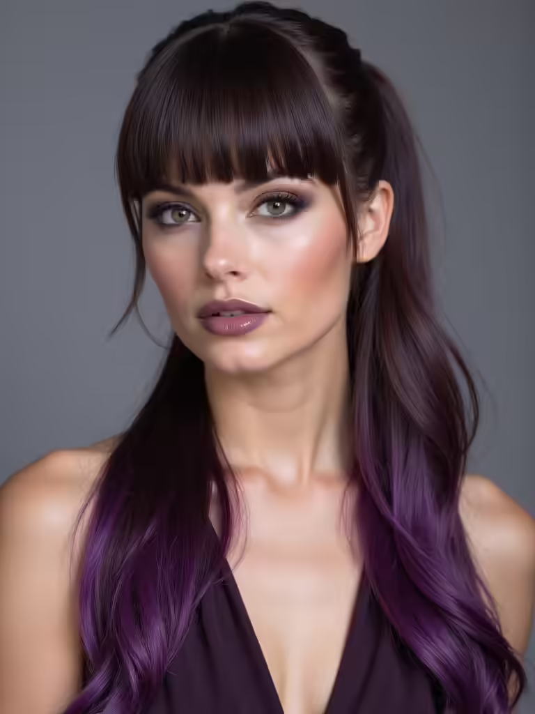 elegant amethyst highlighted ponytail