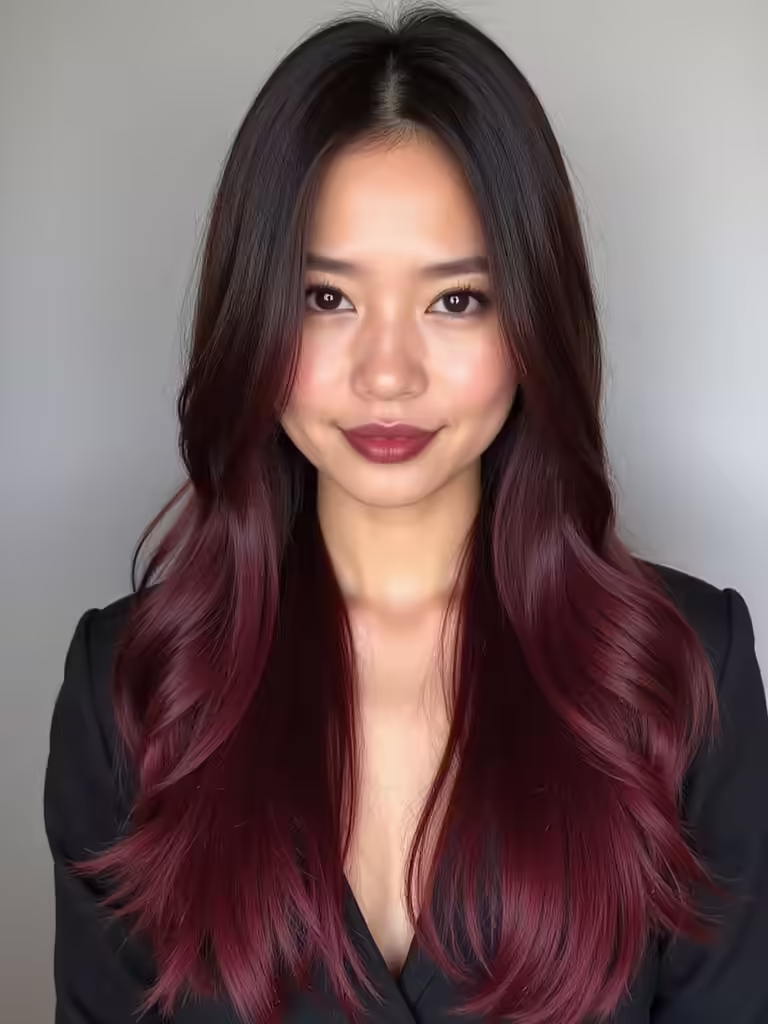 elegant burgundy ombre hairstyle