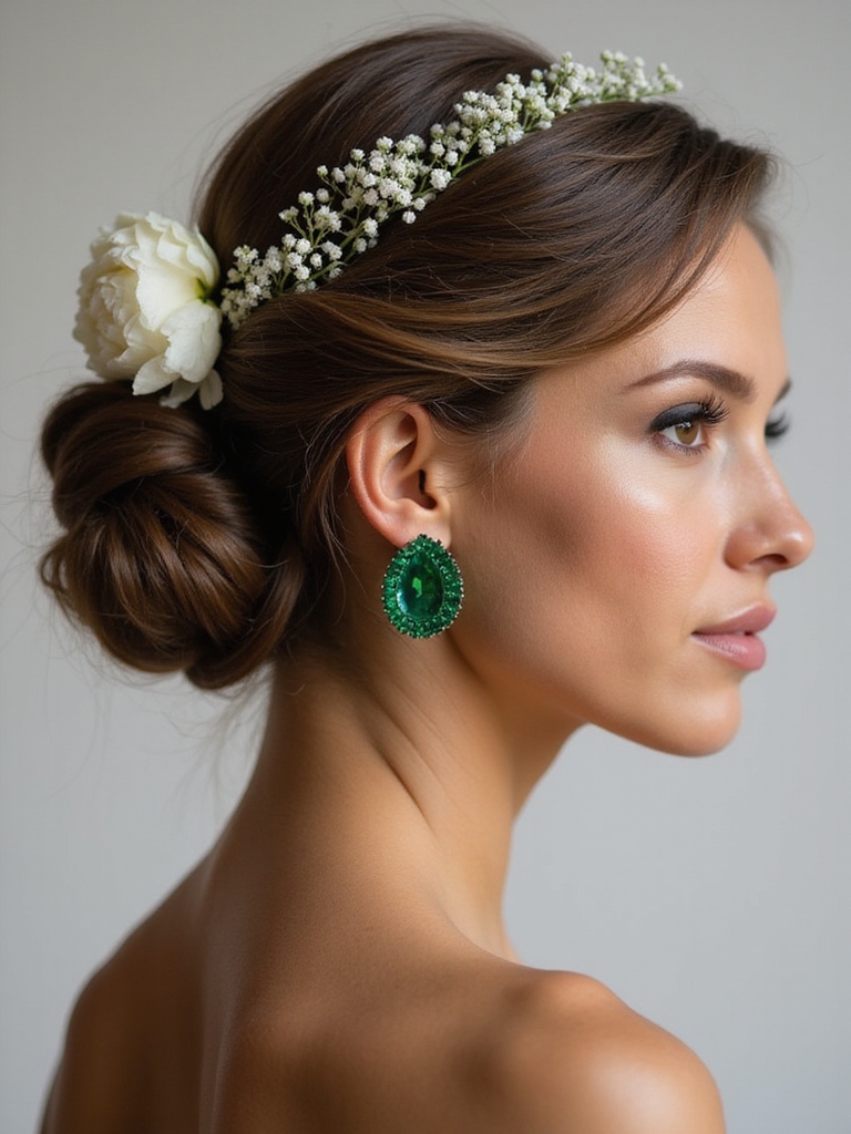elegant floral chignon hairstyle