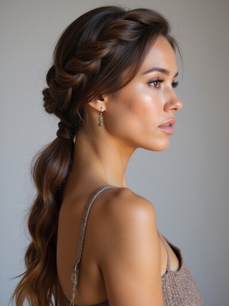 elegant rope braid ponytail