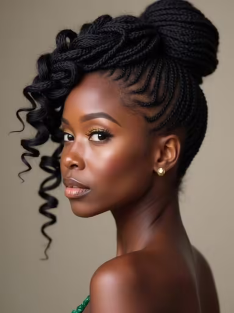 elegant side swept cornrows updo