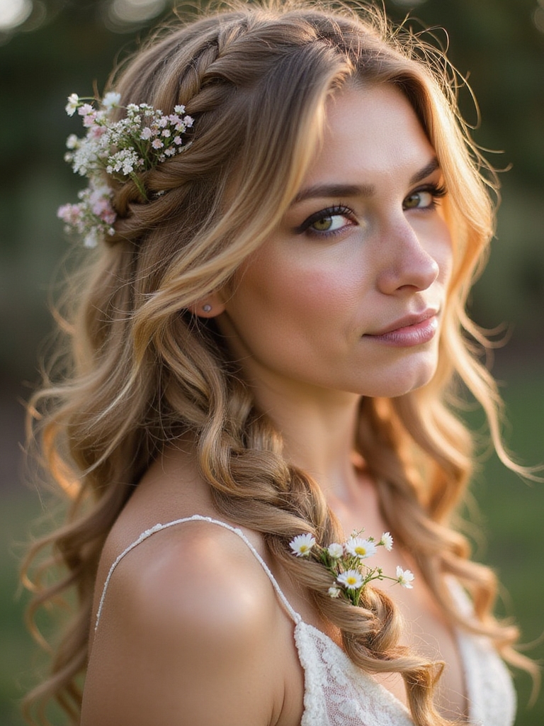 enchanting floral boho braids