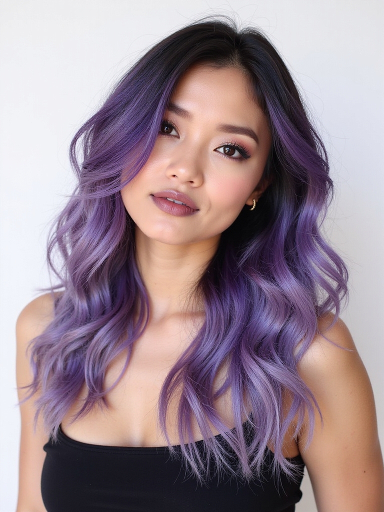 ethereal purple balayage transformation