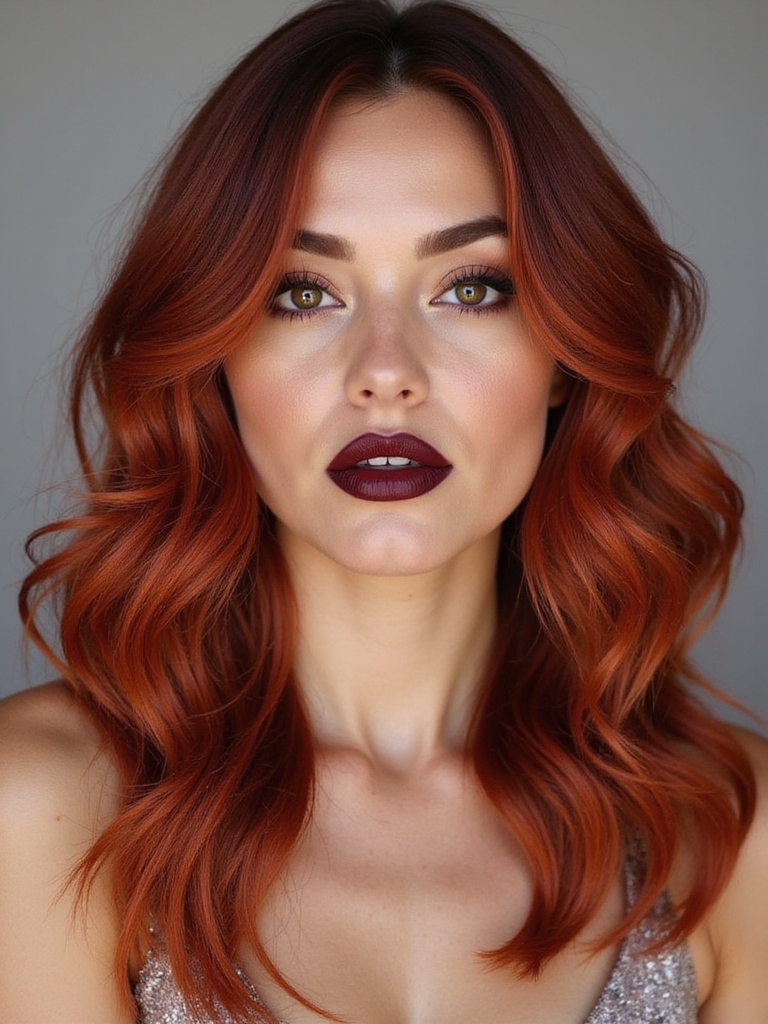 fiery red balayage technique