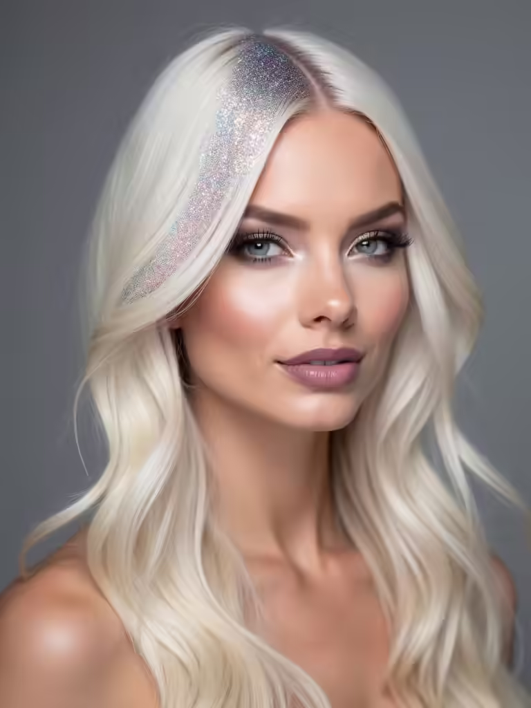 glamorous glitter hair styling