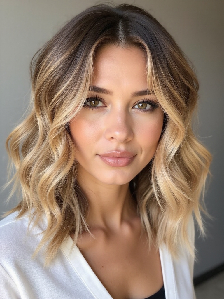 layered wavy bob hairstyle