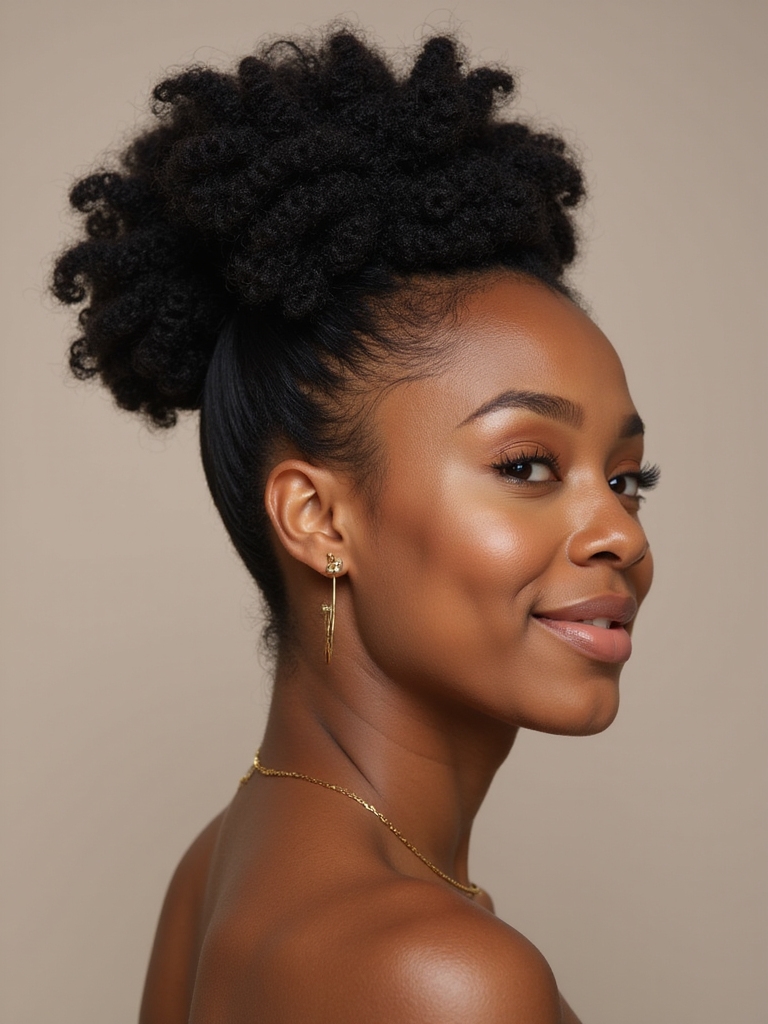 pineapple updo for curls