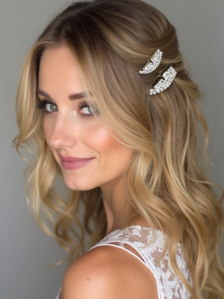 pinned back wavy hairstyle