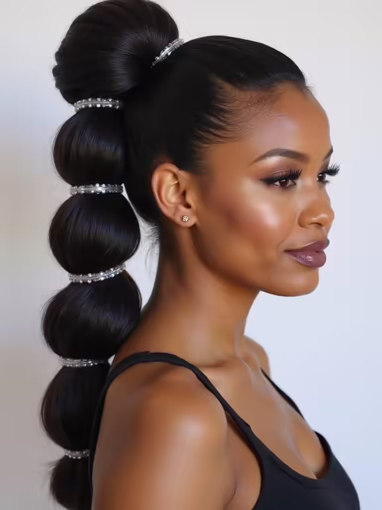 playful bubble ponytail diy