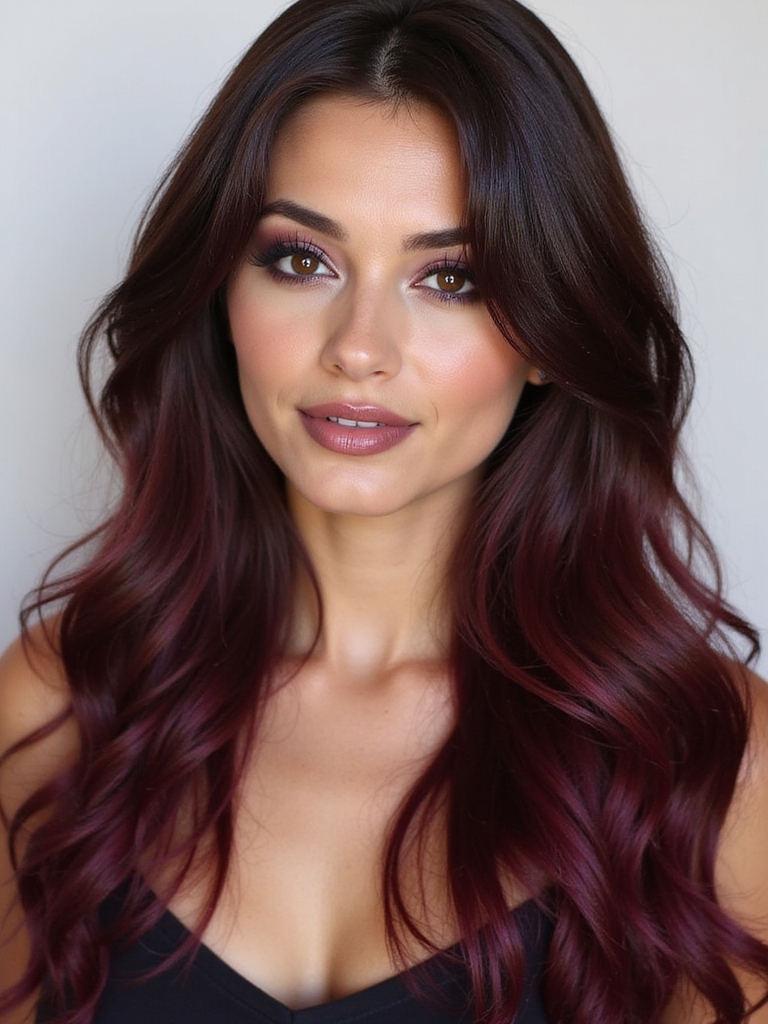 rich burgundy balayage elegance