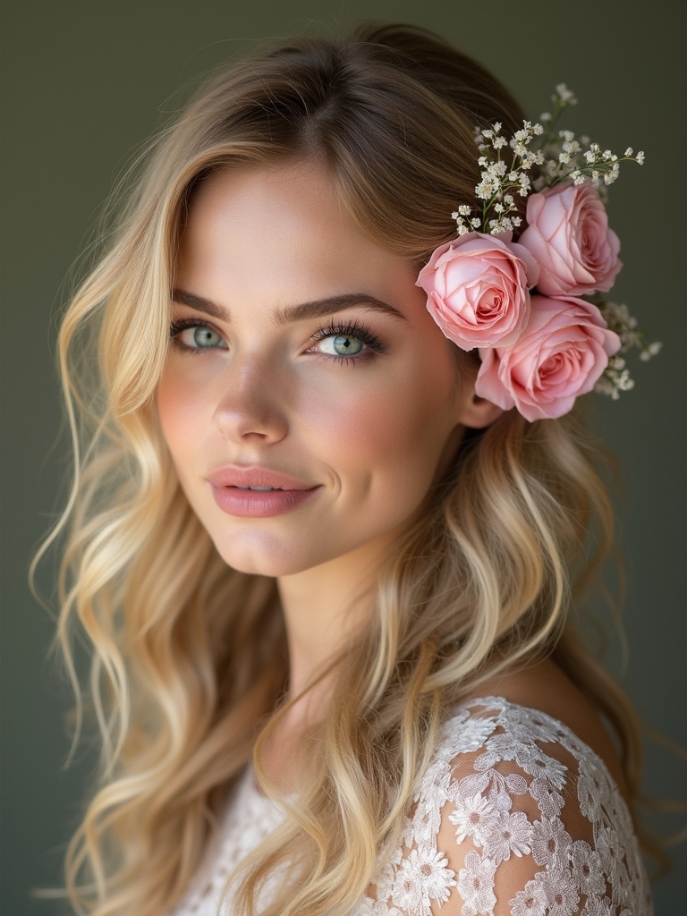romantic floral hairstyle choice