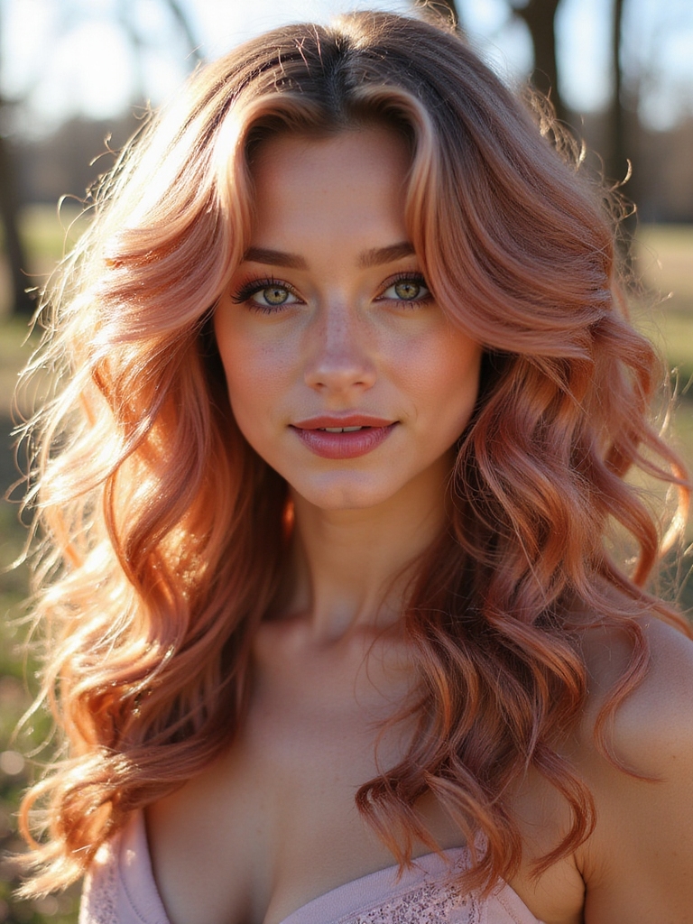 rose gold curly hair