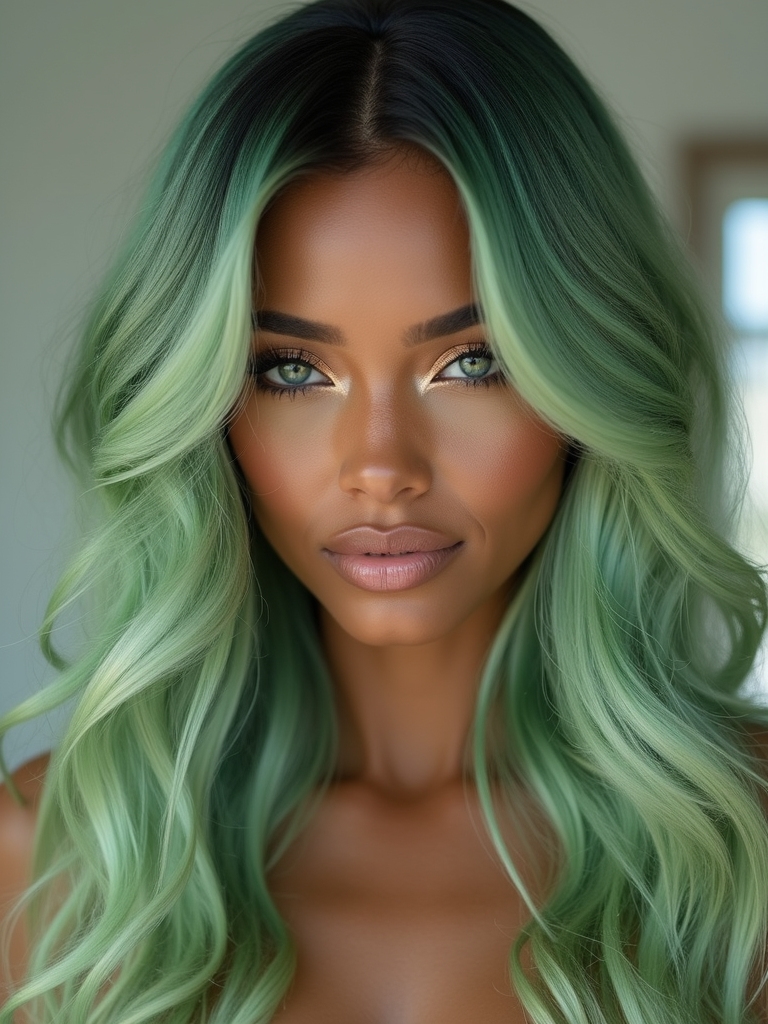 sage green hair elegance