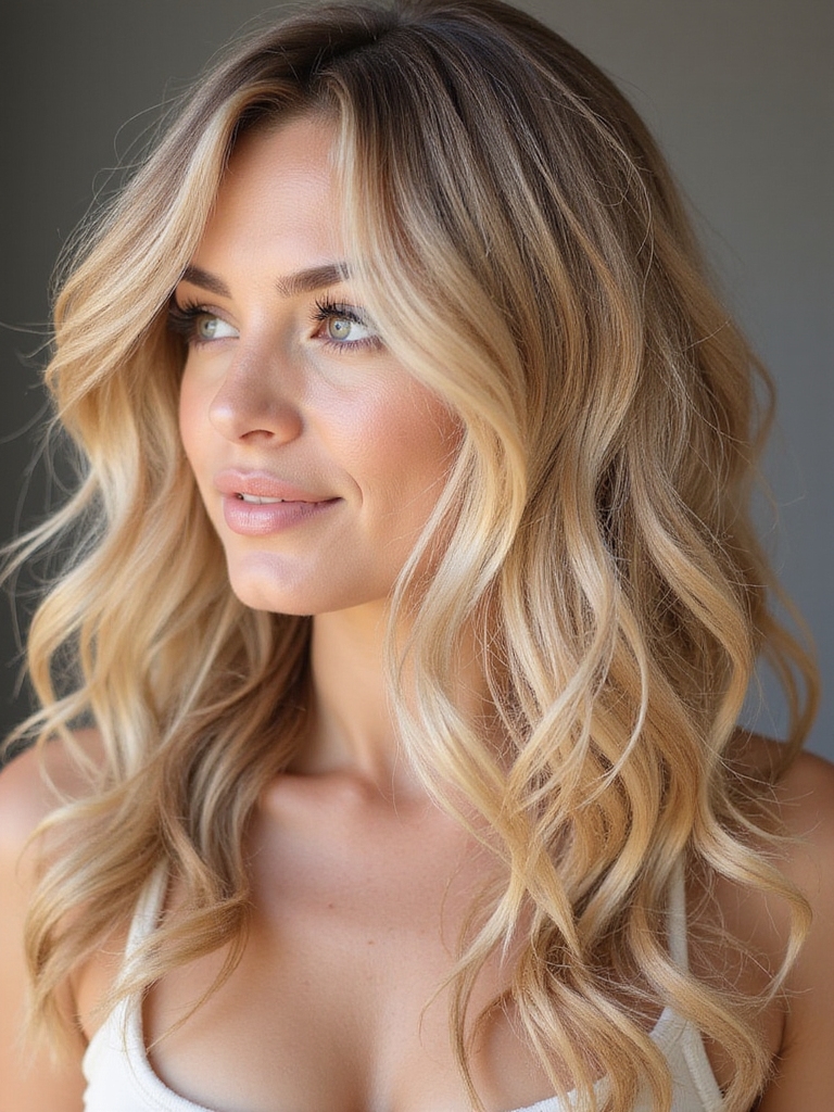 sandy blonde curly waves